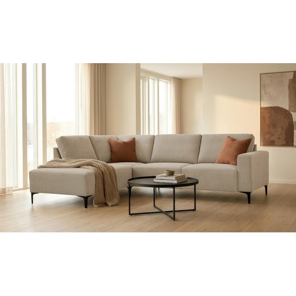 Svetlo rjava kotna sedežna garnitura iz šenilje (levi kot/v obliki črke L) Fabian – Scandic-image-1