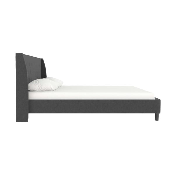 Temno siva oblazinjena zakonska postelja 180x200 cm Her Majesty – Støraa-image-3