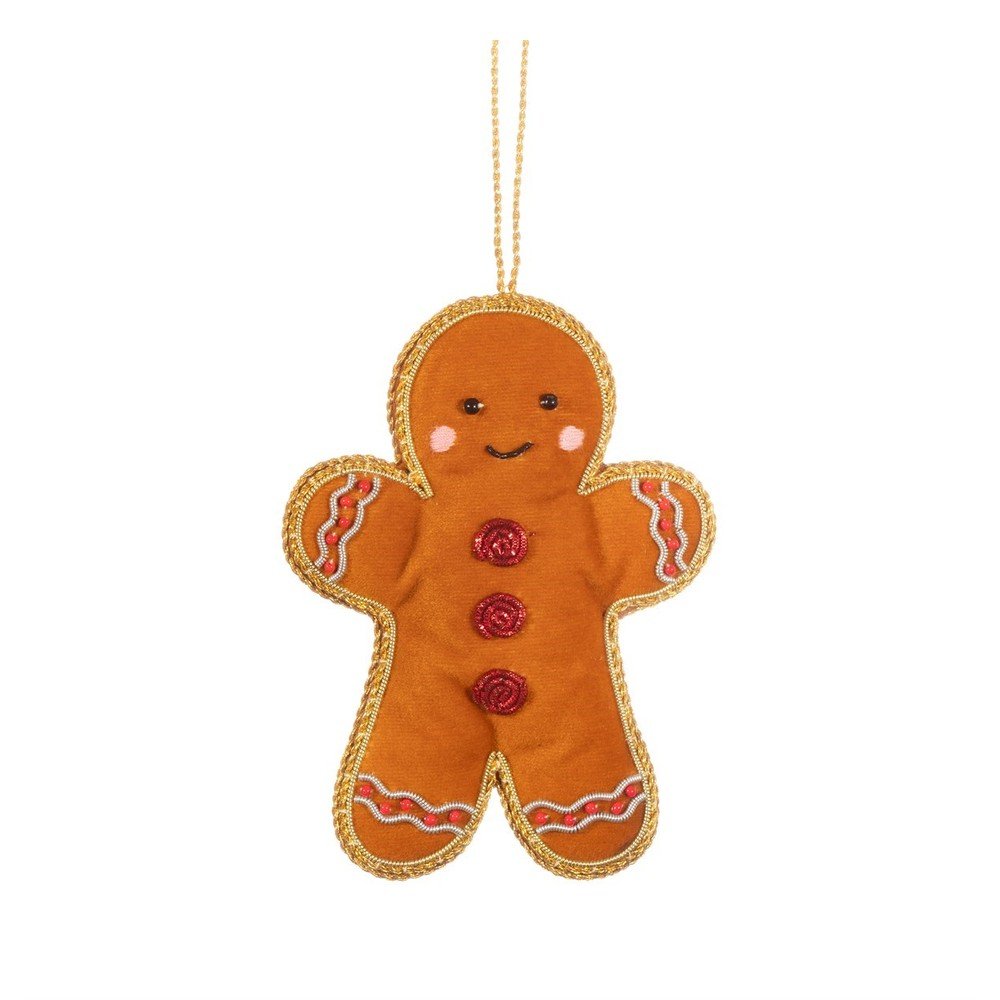Tekstilni ročno izdelan okrasek za jelko 8 cm Gingerbread