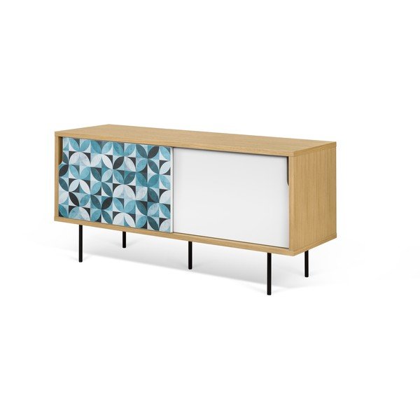 Mala hrastova TV mizica s kovinskimi nogami TemaHome Dann Maroko-image-2