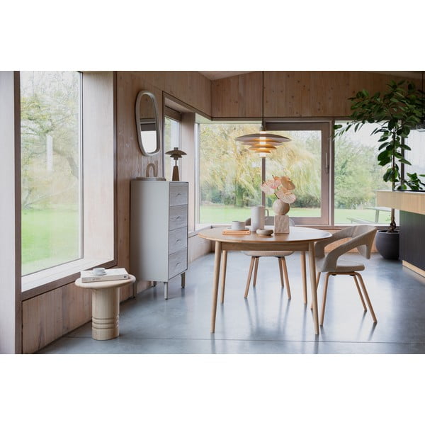 Okrogla raztegljiva jedilna miza z dodatno ploščo z mizno ploščo v hrastovem dekorju ø 120 cm Twist – Zuiver-image-1