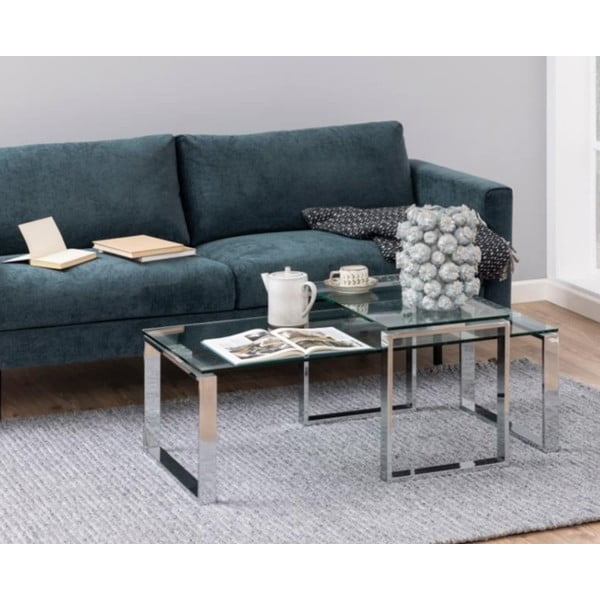 Kavne mizice v srebrni barvi v kompletu 2 kos Katrine - Actona-image-1