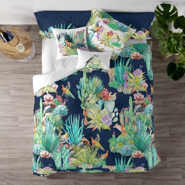 Bombažna odeja za zakonsko posteljo Happy Friday Cactus, 220 x 240 cm
