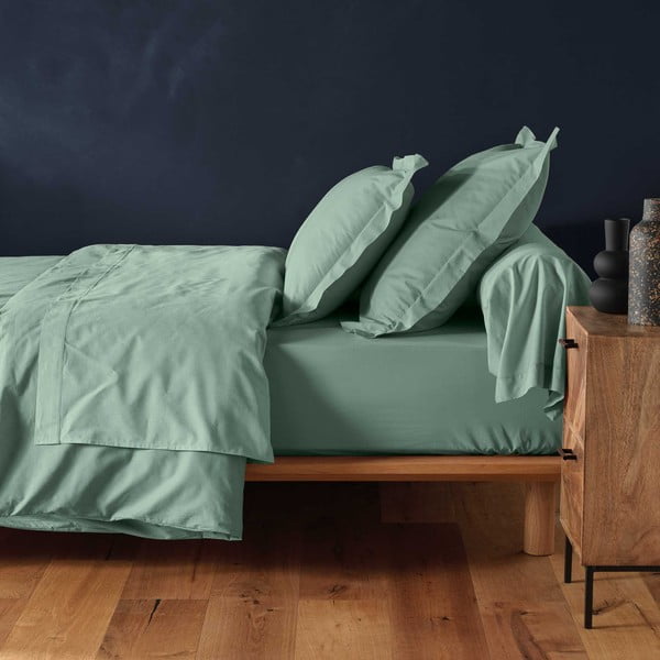 Svetlo zelena napenjalna bombažna rjuha 180x200 cm Lina – douceur d'intérieur-image-1