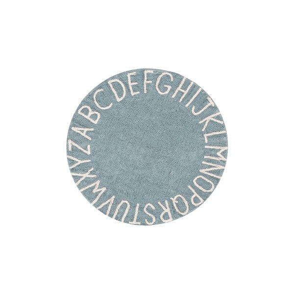 Svetlo modra pralna ročno tkana bombažna otroška preproga ø150 cm ABC Vintage Blue – Lorena Canals