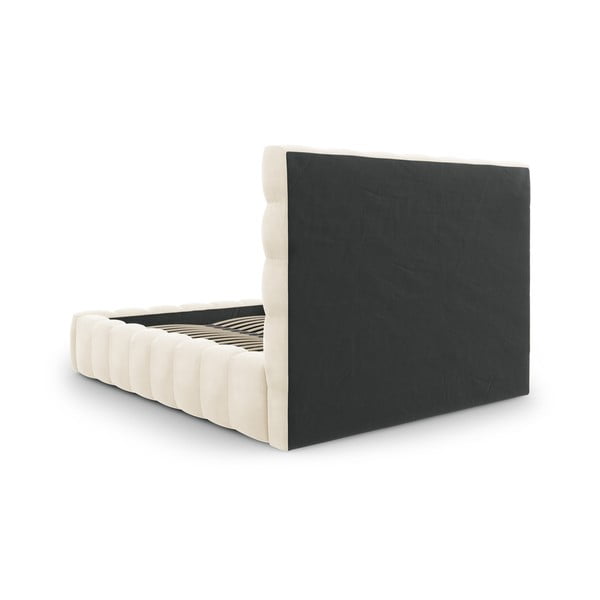 Bež oblazinjena zakonska postelja s prostorom za shranjevanje in letvenim dnom 140x200 cm Bali – Cosmopolitan Design-image-4