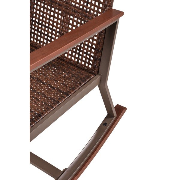 Temno rjav komplet gugalnega stola z mizico iz masivnega lesa Sinaloa – Garden Pleasure-image-4