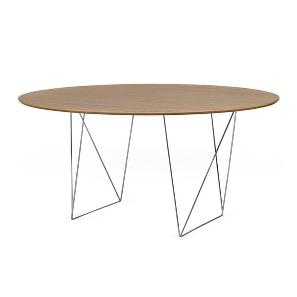 Jedilna miza iz oreha s kromiranim podstavkom Symbiosis Row, ⌀ 150 cm