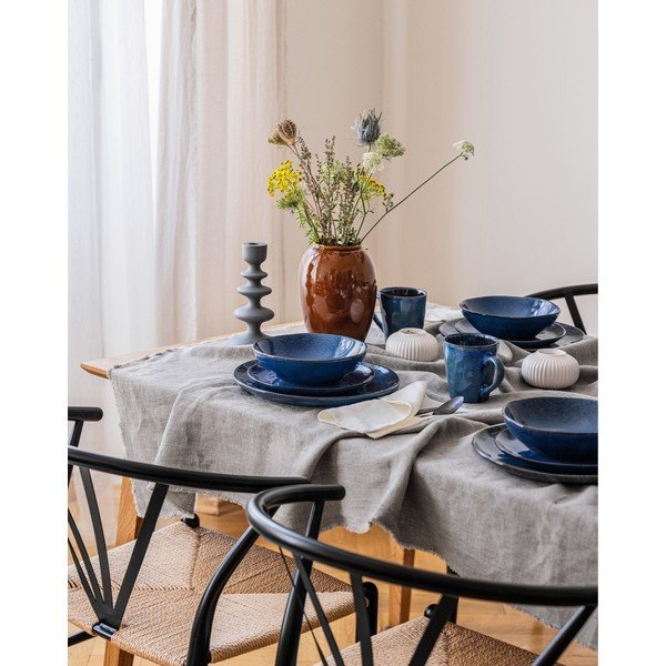Temno moder lončen jedilni set 24 kosov Glosia - Bonami Selection-image-1