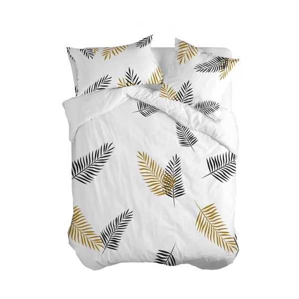 Bela bombažna prevleka za odejo za zakonsko posteljo 200x200 cm Foliage – Blanc