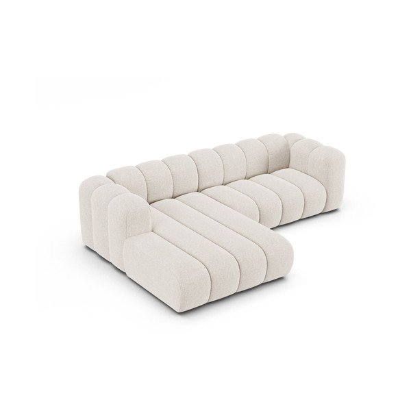 Kremno bela kotna sedežna garnitura iz šenilje (levi kot/z ležalnikom) Lupine – Micadoni -image-2