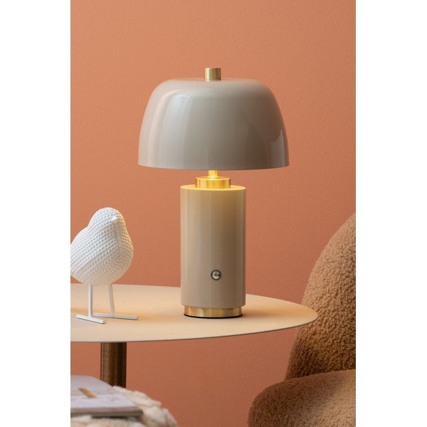 Kremno bela LED zatemnitvena namizna svetilka s kovinskim senčilom (višina 30 cm) Freya – Leitmotiv-image-1