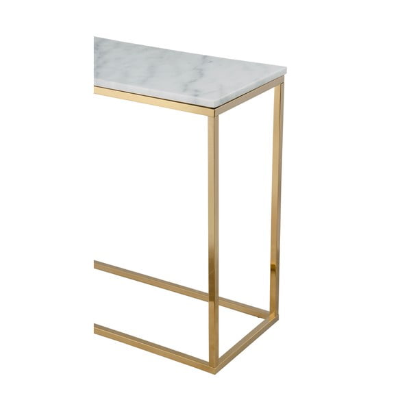 Konzolna mizica iz belega marmorja s podnožjem v zlati barvi RGE Marble, dolžina 100 cm-image-3