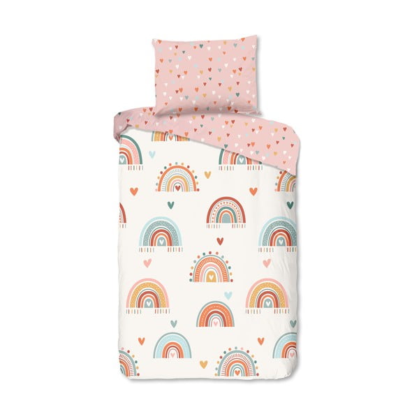 Rožnata/bež enojna bombažna otroška posteljnina 140x200 cm Louie – Good Morning