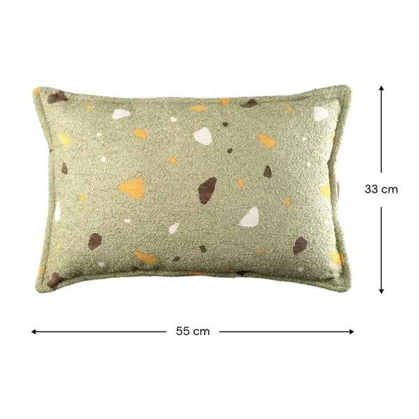 Zelena otroška blazina iz tkanine bouclé in šenilje Terrazzo Bolster – Wigiwama-image-2