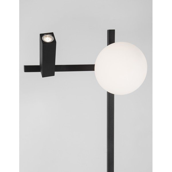 Bela/črna kovinska LED stoječa svetilka z upogljivo konstrukcijo s steklenim senčilom (višina 150 cm) Joline – Nova Luce-image-4