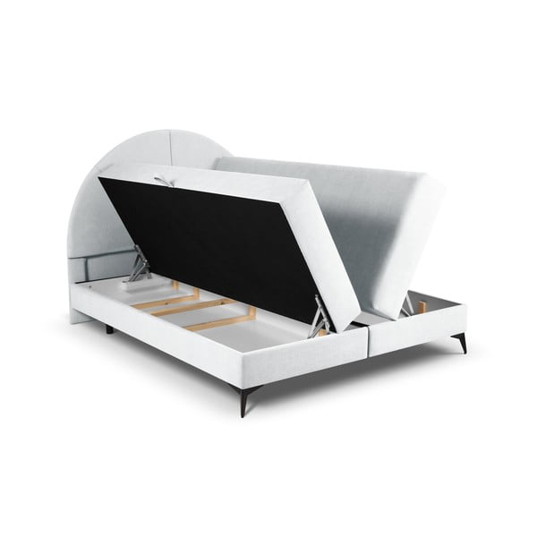 Svetlo siva boxspring postelja s prostorom za shranjevanje 160x200 cm Sunset - Cosmopolitan Design-image-4