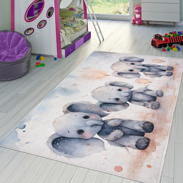 Svetlo siva otroška preproga 100x160 cm Baby Elephants – Vitaus-image-1