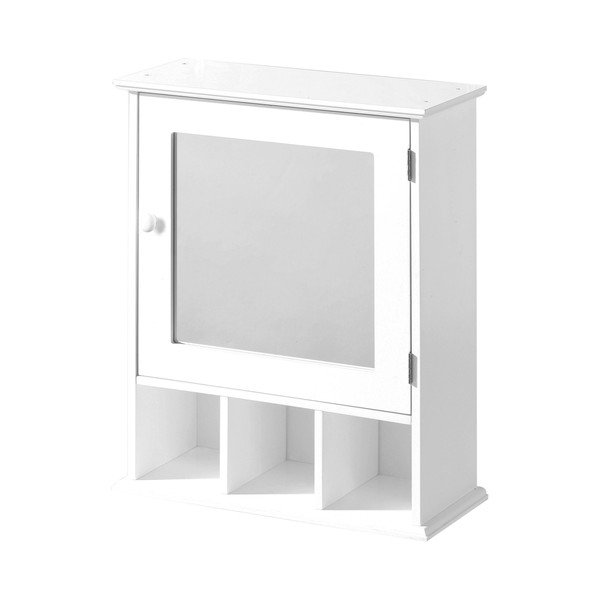 Bela stenska kopalniška omarica z ogledalom 46x58 cm Port – Premier Housewares