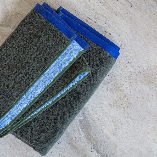 Temno zelena/modra frotirna brisača iz organskega bombaža 70x133 cm Soft – Mette Ditmer Denmark-image-3