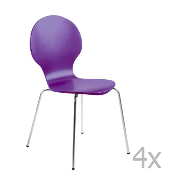 Komplet 4 vijoličastih jedilnih stolov Actona Marcus
