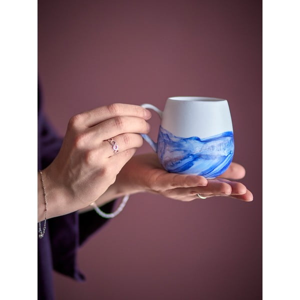 Belo-modre skodelice v kompletu 4 ks iz kamenine 250 ml Lyre – Bloomingville-image-1