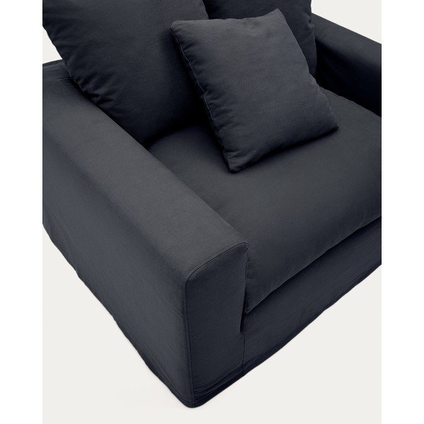 Antracitno siv lanen fotelj Nora – Kave Home-image-4