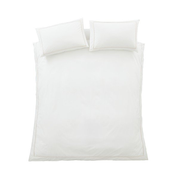 Bela/bež 3-delna posteljnina za zakonsko posteljo iz bombažnega perkala 200x200 cm Contrast Trim – Bianca