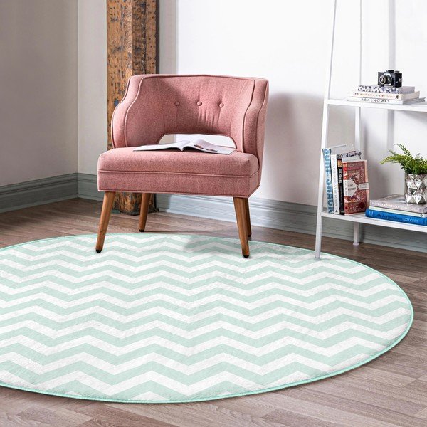 Mentolno zelena pralna okrogla preproga primerna za robotski sesalnik ø 100 cm Comfort – Mila Home-image-3