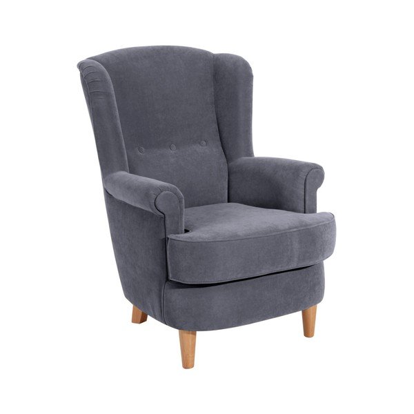 Antracitno siv fotelj Max Winzer Kendra Velor