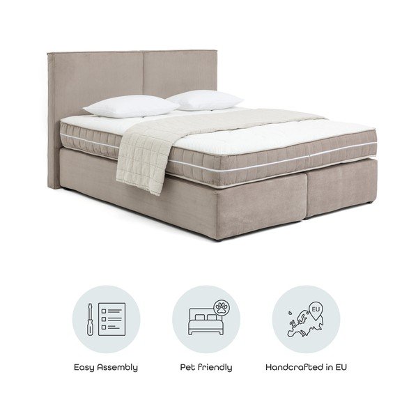 Sivorjava boxspring postelja 160x200 cm Olia Bold – Bonami Selection-image-4