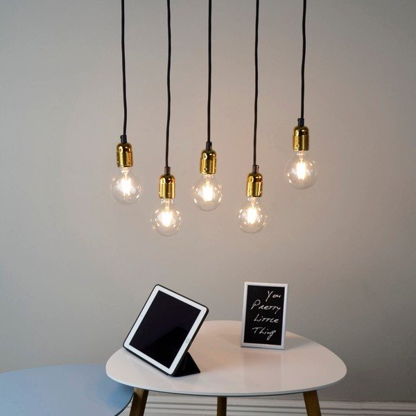 Črna peterna viseča svetilka z detajli v zlati barvi Sotto Luce Uno-image-1