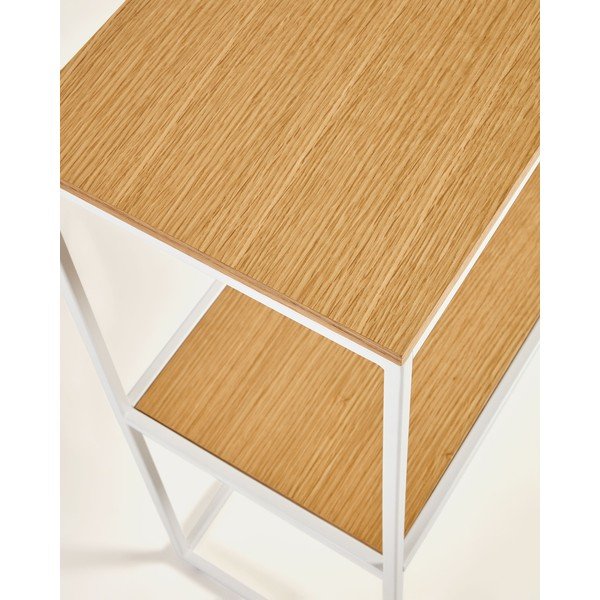 Bela/naravna stranska mizica v hrastovem dekorju 30x120 cm Yoana – Kave Home-image-2