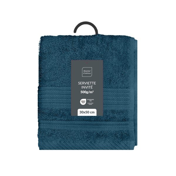 Temno modra frotirna bombažna brisača 30x50 cm Tendresse – douceur d'intérieur-image-4