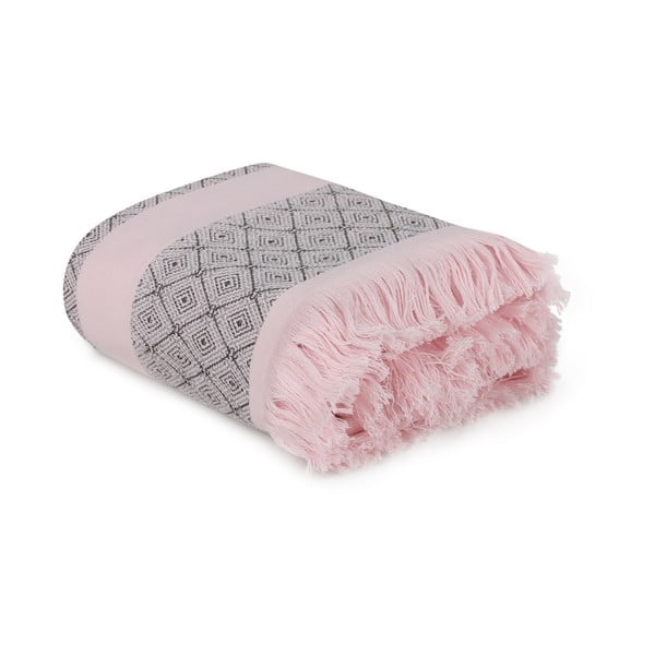 Rožnato-siva bombažna brisača 150x75 cm Twins - Foutastic