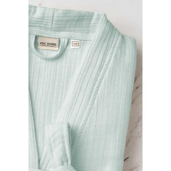 Mentolno zelen kopalni plašč iz muslina velikosti L/XL Kimono – Foutastic-image-3