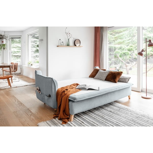 Svetlo siva raztegljiva sedežna garnitura 225 cm Charming Charlie – Miuform-image-4