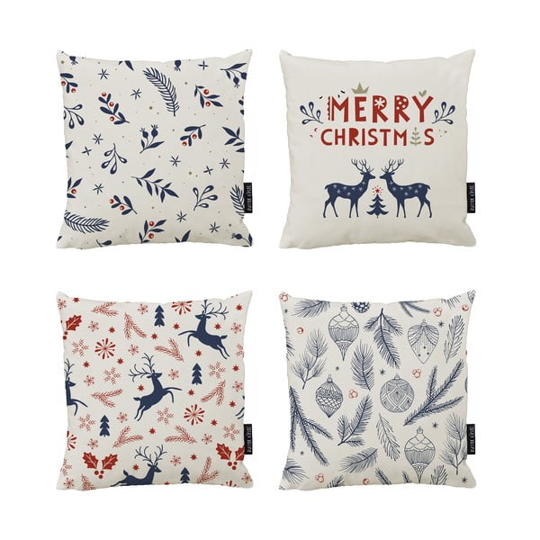 Prevleke za blazino v kompletu 4 ks z božičnim motivom 45x45 cm Merry Christmas – Butter Kings