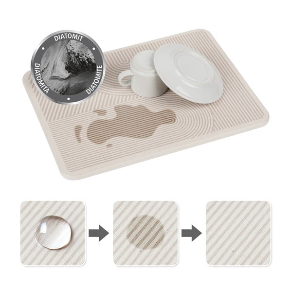 Bež odcejalna podloga iz diatomejske zemlje 40x30 cm Damon – Wenko-image-3