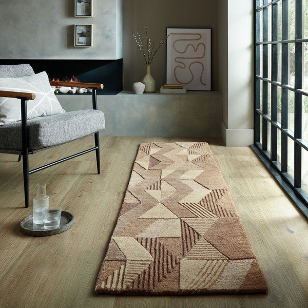 Rjav ročno tkan volnen tekač 60x230 cm Moda Asher – Flair Rugs-image-1