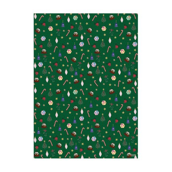 5 listov zelenega ovojnega papirja eleanor stuart Christmas Fun, 50 x 70 cm-image-1