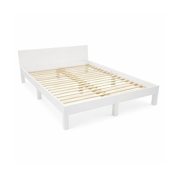 Bela zakonska postelja iz bukovega lesa z letvenim dnom 140x200 cm Dabi - Ragaba