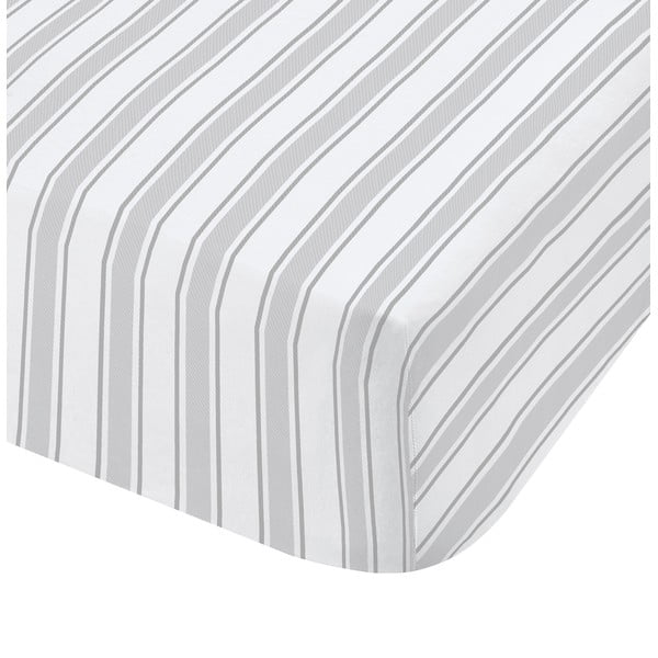 Sivo-bela bombažna rjuha Bianca Check and Stripe, 90 x 190 cm