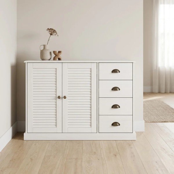 Bela komoda iz masivnega bora 125x80x38 cm Edith – Støraa-image-3