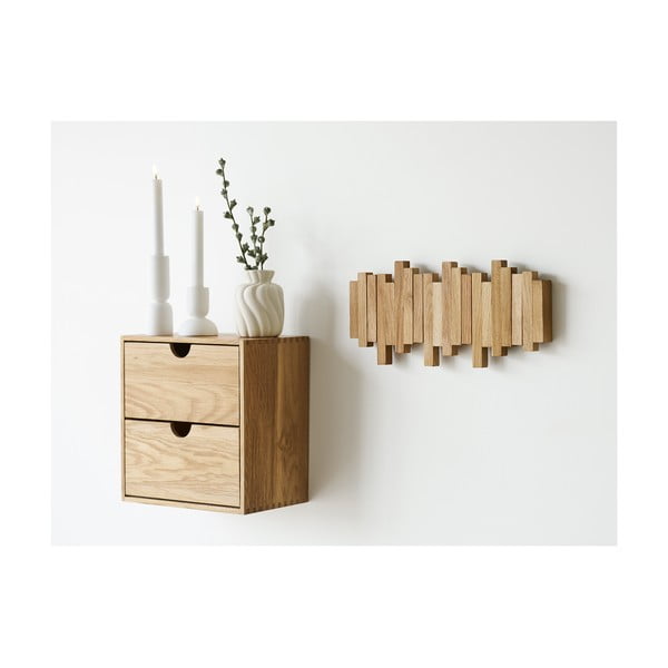 Stenski obešalnik iz masivnega hrasta v naravni barvi 3 cm Caltra – House Nordic-image-2