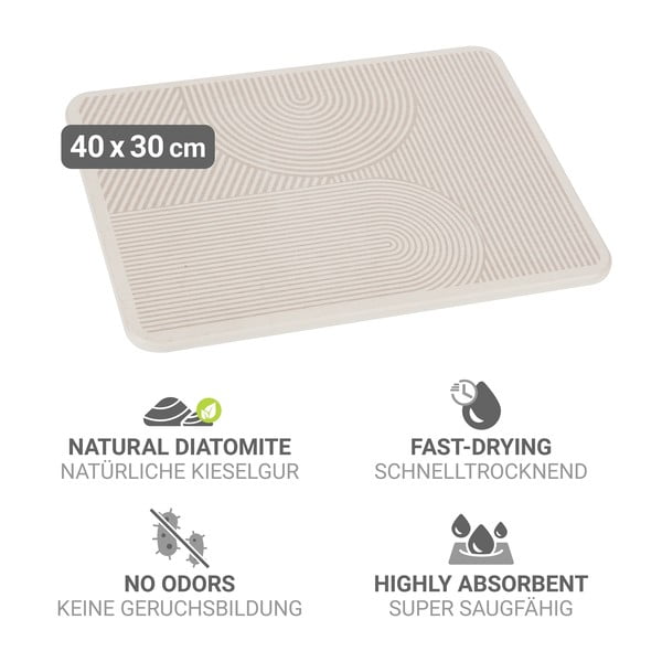 Bež odcejalna podloga iz diatomejske zemlje 40x30 cm Damon – Wenko-image-4