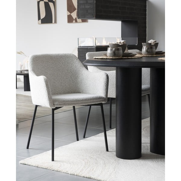 Bel oblazinjen jedilni stol z nasloni za roke Melilla – House Nordic-image-1