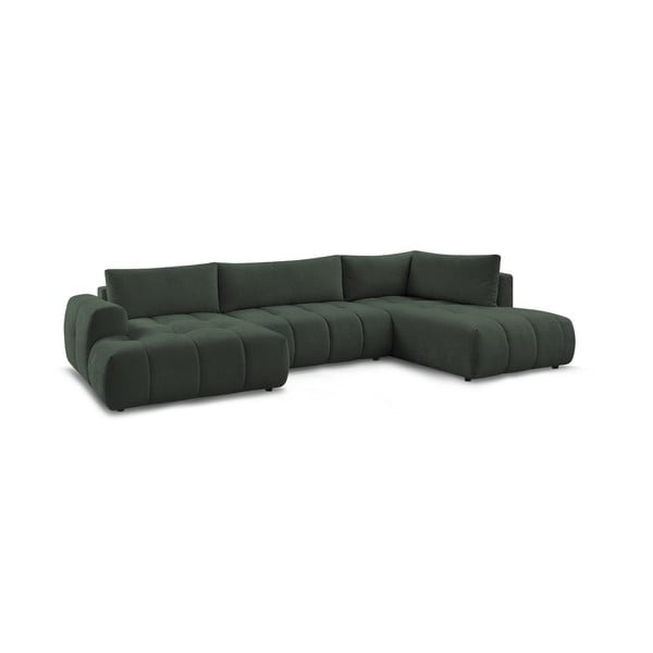 Zelena raztegljiva/s prostorom za shranjevanje kotna sedežna garnitura (desni kot/v obliki črke "U") Fuji – Bobochic Paris-image-3