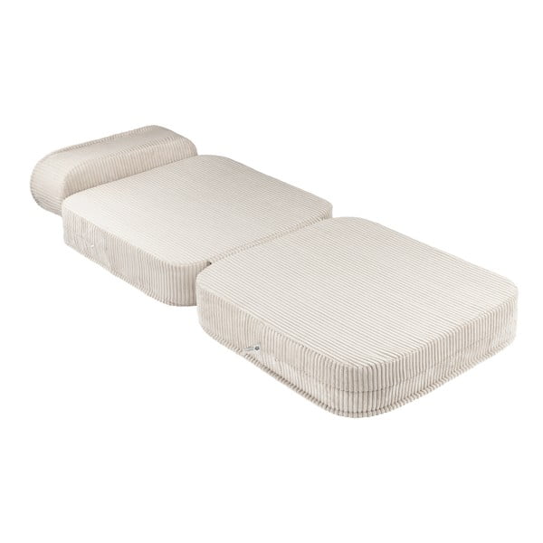 Kremno bel otroški fotelj iz rebrastega žameta Flip – Wigiwama-image-2