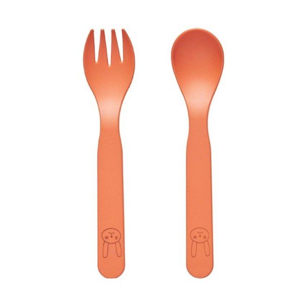 Oranžen plastičen otroški jedilni pribor 2 ks Pullo – OYOY Mini